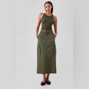 Gap Olive Green Cargo Maxi Skirt sz 2
